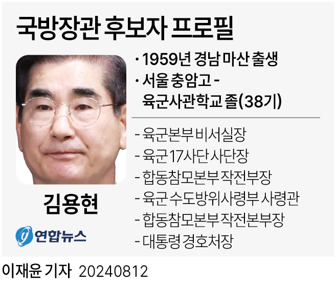 [그래픽] 국방장관 후보자 프로필