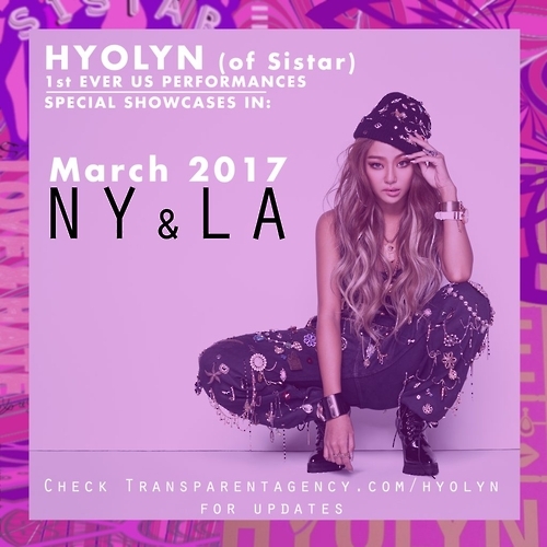 This image provided by Starship Entertainment shows the official poster for Hyolyn's performances in New York and Los Angeles in March. (Yonhap)