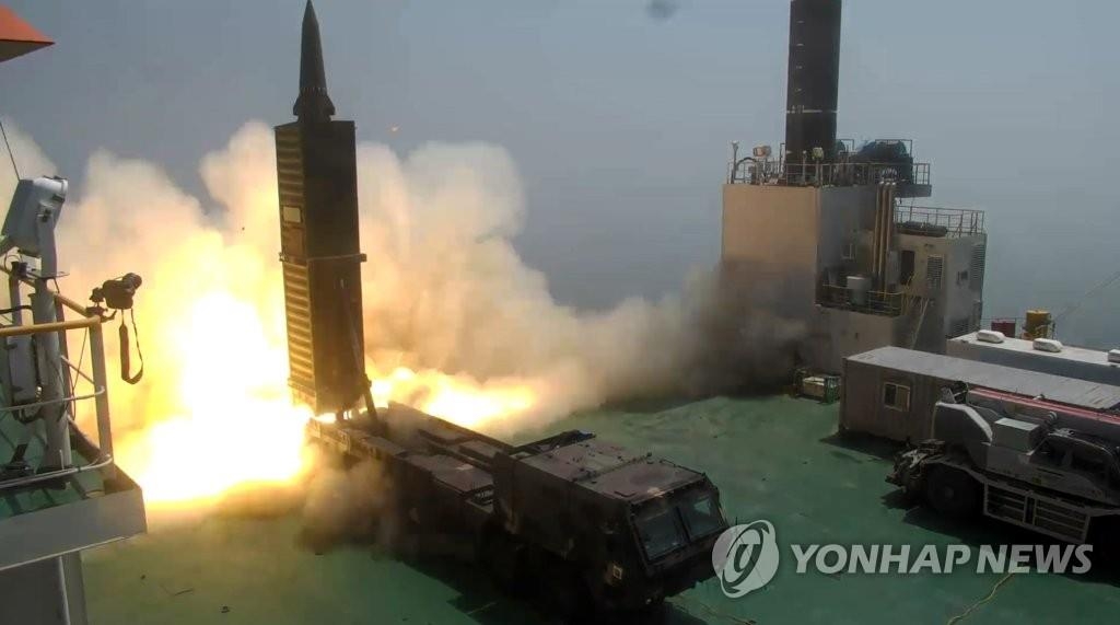 A Hyunmoo-2 ballistic missile is fired in this file photo provided by the Ministry of National Defense. (Yonhap)