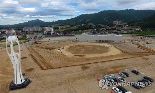 This file photo taken Aug. 25, 2018, shows the site of the Olympic Stadium in PyeongChang, Gangwon Province, where the opening and closing ceremonies of the 2018 PyeongChang Winter Olympics were held. (Yonhap)