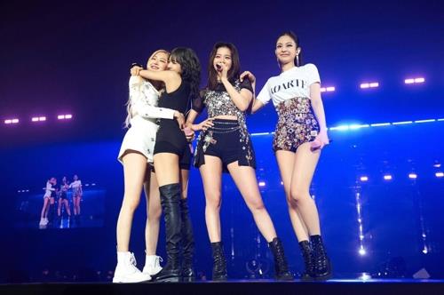 This image provided by YG Entertainment shows BLACKPINK during its ongoing world tour. (PHOTO NOT FOR SALE) (Yonhap)