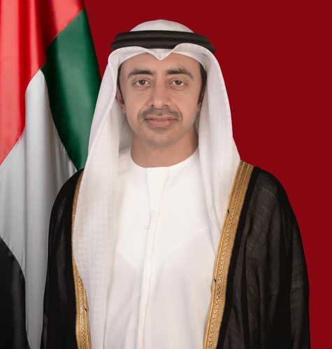 This photo provided by the UAE Ministry of Foreign Affairs and International Cooperation shows Minister Sheikh Abdullah bin Zayed Al Nahyan. (PHOTO NOT FOR SALE) (Yonhap)
