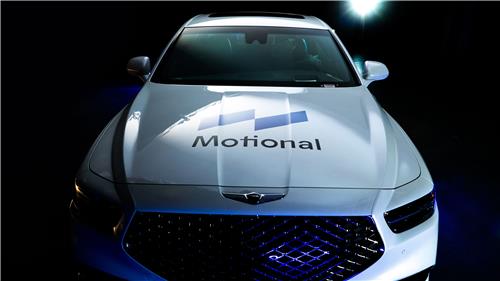 This file photo provided by Hyundai Motor shows a G90 flagship sedan with the logo of the Motional brand on it. (PHOTO NOT FOR SALE) (Yonhap)