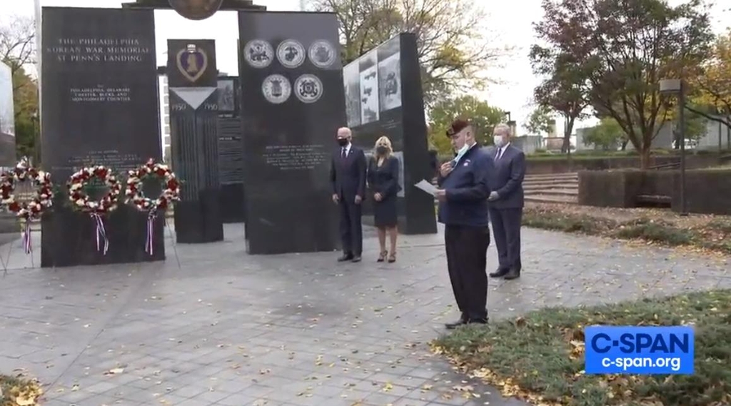 Biden visits Korean War memorial in Philadelphia on U.S. Veterans Day