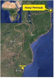 This map, provided byDaewoo Engineering & Construction Co., shows the location of a project to build two liquefied natural gas (LNG) production trains in Mozambique. (PHOTO NOT FOR SALE) (Yonhap)