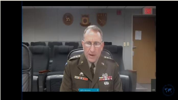 The captured image from the website of the House of Representatives shows Gen. Robert Abrams, commander of U.S. Forces Korea, testifying in a House Armed Services Committee hearing held in Washington on March 10, 2021. The USFK chief joined the committee hearing via a video link. (Yonhap)