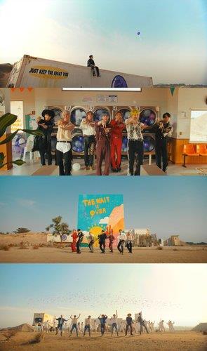 This compilation image, provided by Big Hit Music, shows scenes from the BTS music video "Permission to Dance." (PHOTO NOT FOR SALE) (Yonhap)
