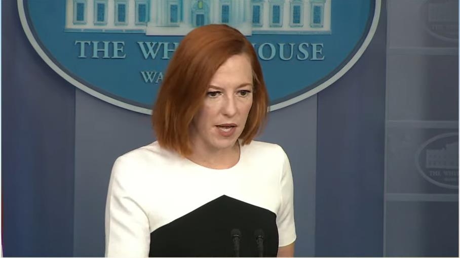 White House Press Secretary Jen Psaki is seen answering questions in a daily press briefing at the White House in Washington on Dec. 6, 2021 in this image captured from the website of the White House. (PHOTO NOT FOR SALE) (Yonhap)