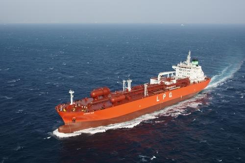 This photo provided by Korea Shipbuilding & Offshore Engineering Co. on July 1, 2022, shows a liquefied petroleum gas carrier made by one of its three affiliates. (PHOTO NOT FOR SALE) (Yonhap) 