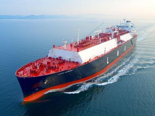 This photo provided by Korea Shipbuilding & Offshore Engineering Co. (KSOE) on July 7, 2022, shows a liquefied natural gas carrier built by one of its three affiliates. (PHOTO NOT FOR SALE) (Yonhap) 