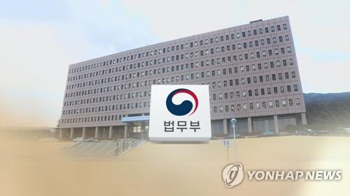 This file image shows the Ministry of Justice building and signboard. (Yonhap)