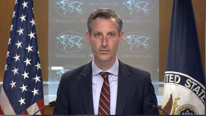 U.S. Department of State Press Secretary Ned Price is seen speaking in a daily press briefing at the department in Washington on Oct. 24, 2022 in this image captured from the department's website. (Yonhap)