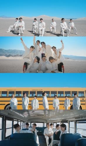 This image provided by Big Hit Music shows scenes from the music video for "Yet to Come," the main track off the BTS anthology album "Proof." (PHOTO NOT FOR SALE) (Yonhap)