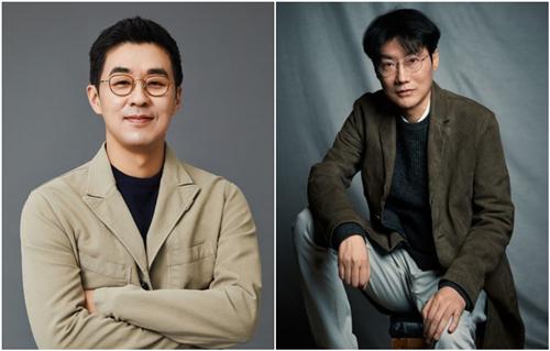The photos above show Park Ji-won (L), CEO of South Korean entertainment company Hybe, and Hwang Dong-hyuk, writer-director of Netflix's global megahit "Squid Game." The photo of Park was provided by Hybe. (PHOTO NOT FOR SALE) (Yonhap)