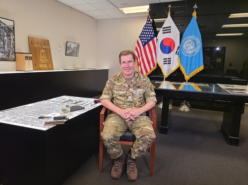 Lt. Gen. Andrew Harrison, the deputy commander of the U.N. Command (UNC), speaks during an interview with Yonhap News Agency at the UNC headquarters in Camp Humphreys, a U.S. military base in Pyeongtaek, 65 kilometers south of Seoul, on March 10, 2023. (Yonhap)