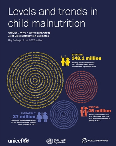 This file image, captured from the website of the United Nations Children's Fund, shows this year's edition of the levels and trends in child malnutrition report jointly released with the World Health Organization and the World Bank Group. (PHOTO NOT FOR SALE) (Yonhap)
