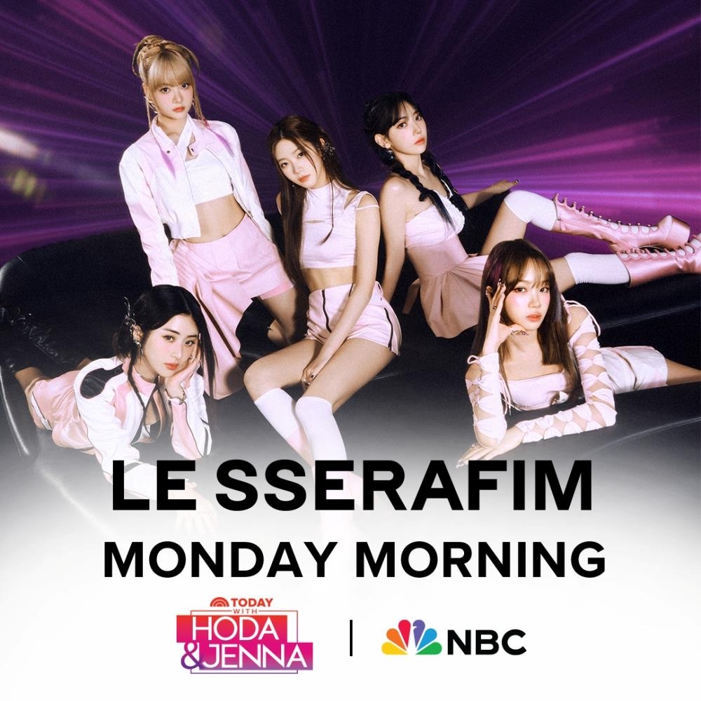 This image provided by Source Music shows that K-pop girl group Le Sserafim will appear on NBC's "Today" morning show on Oct. 31, 2023. (PHOTO NOT FOR SALE) (Yonhap)