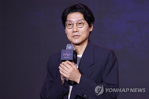 Series creator, writer and executive producer Hwang Dong-hyuk speaks during a press conference for the third and final season of "Squid Game" in Seoul on June 9, 2025. (Yonhap)
