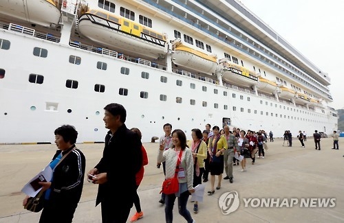 クルーズ船で訪韓した外国人観光客＝（聯合ニュース）