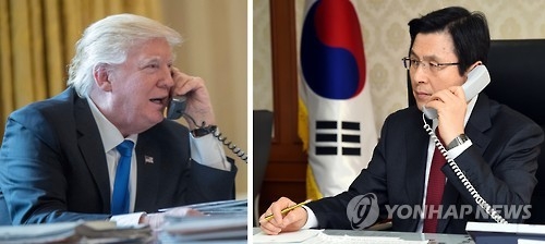 韓国大統領代行がトランプ氏と電話会談　北ミサイル対応議論