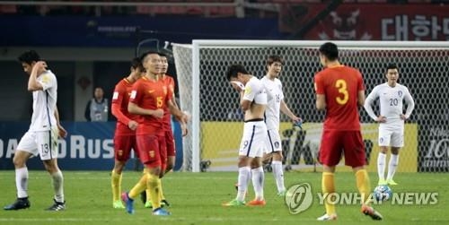 サッカー韓国　０―１で中国に敗れる＝Ｗ杯最終予選