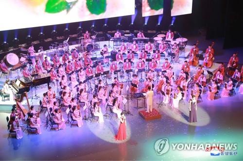 北朝鮮芸術団が平昌冬季五輪に合わせ、２月にソウルで公演したときの様子＝（朝鮮中央通信＝聯合ニュース）