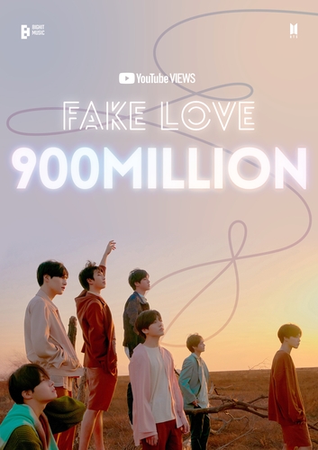 ＢＴＳのヒット曲「ＦＡＫＥ　ＬＯＶＥ」のＭＶの再生回数がユーチューブで９億回を超えた（ビッグヒットミュージック提供）＝（聯合ニュース）≪転載・転用禁止≫