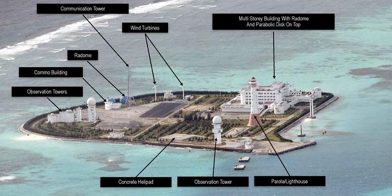 중국의 남중국해 '군사 요새 섬' [필리핀 데일리 인콰이어러 캡처]