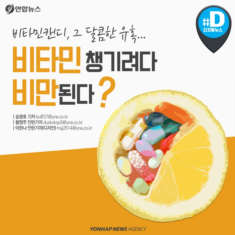 [카드뉴스] 비타민캔디, 그 달콤한 유혹…비타민 챙기려다 비만된다? - 2