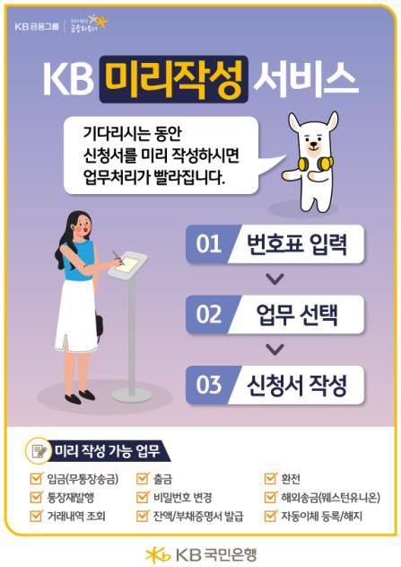 국민은행 영업점 대기시간 줄어든다…'미리작성 서비스' 개시 - 1