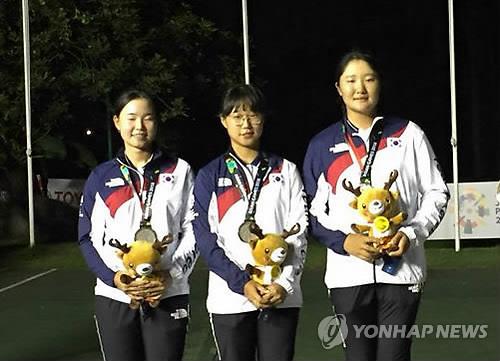 2018년 자카르타-팔렘방 아시안게임 단체전 은메달을 딴 한국 대표팀.