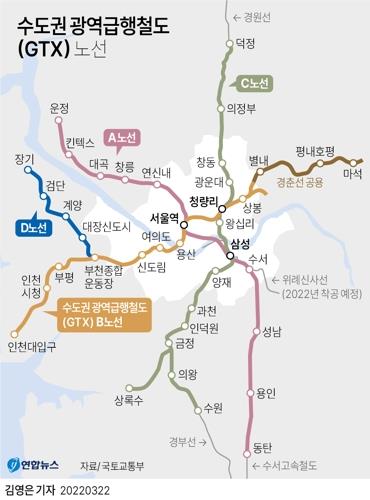 [그래픽] 수도권광역급행철도(GTX) 노선