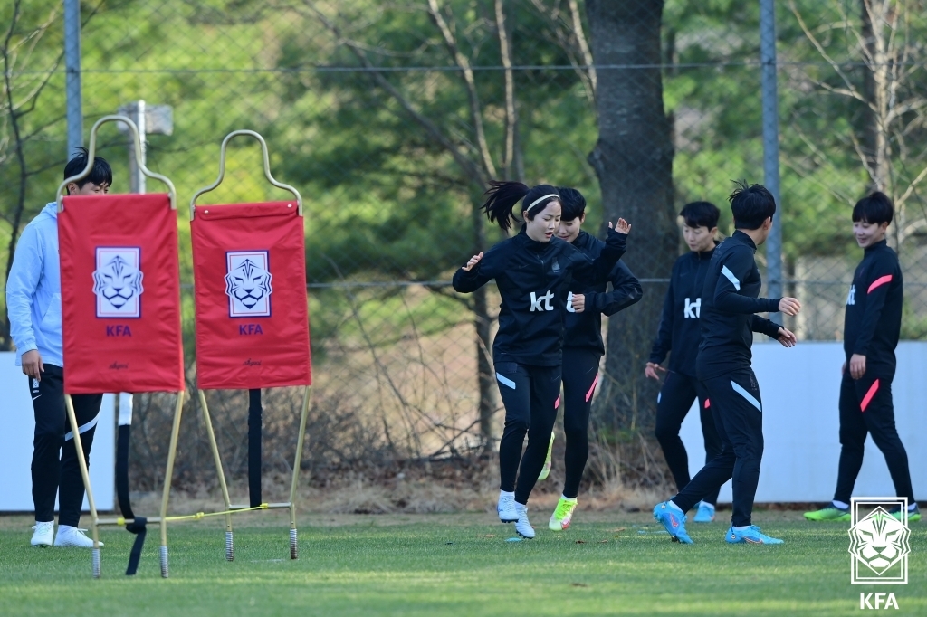 여자축구 대표팀 훈련 모습