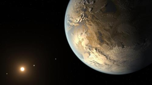 생명체 서식 가능 영역에서 별을 도는 지구급 외계행성 케플러-186 f 상상도 