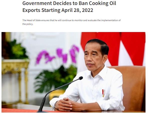 인도네시아, 28일부터 식용유와 식용유 원료물질 수출 금지