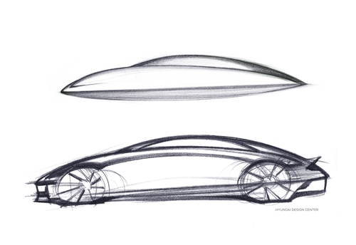 현대차, 새 전용 전기차 '아이오닉 6' 디자인 스케치 공개