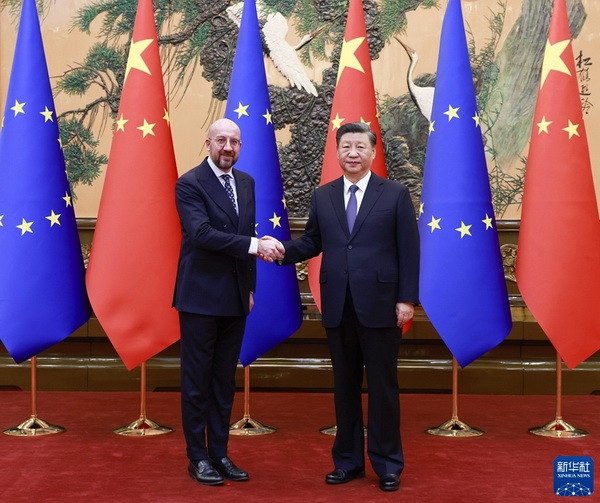 시진핑 중국 국가 주석과 샤를 미셸 EU 이사회 상임의장
