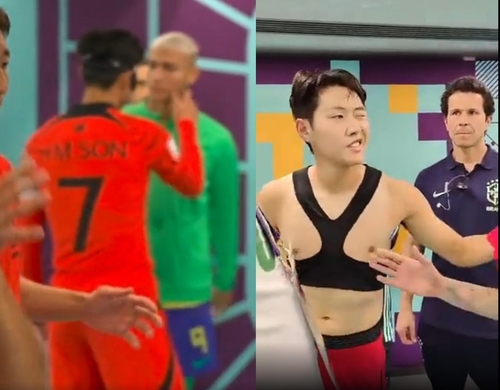월드컵] 히샤를리송 볼 잡은 손흥민…네이마르에 윙크한 이강인 | 연합뉴스