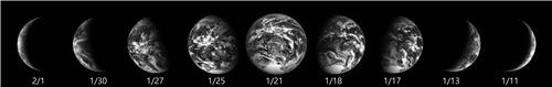 다누리가 한달간 촬영한 지구 위상변화 사진
