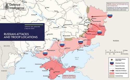 우크라 영토 5분의 1 정도를 점령하고 있는 러시아