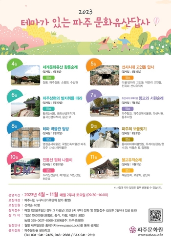 [파주소식] '테마가 있는 파주문화 유산답사' 프로그램 운영