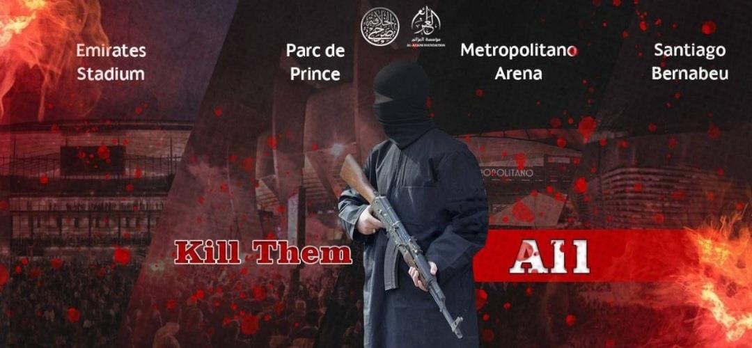 IS가 알 아자임 재단을 통해 공개한 UCL 공격 예고 포스터