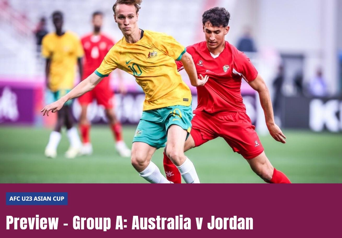 홈페이지에 호주와 요르단의 경기를 예고한 아시아축구연맹