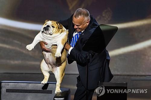 전당대회 행사장에 등장한 불독