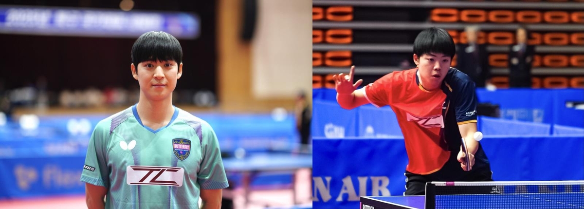 Park Kang -Hyun (слева) и Jang Sung -il из TL Table Tennis, которые были выбраны в качестве национальной команды настольного тенниса