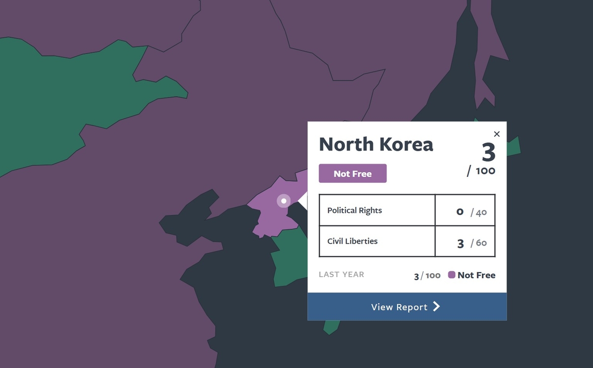 보고서의 북한 자유지수