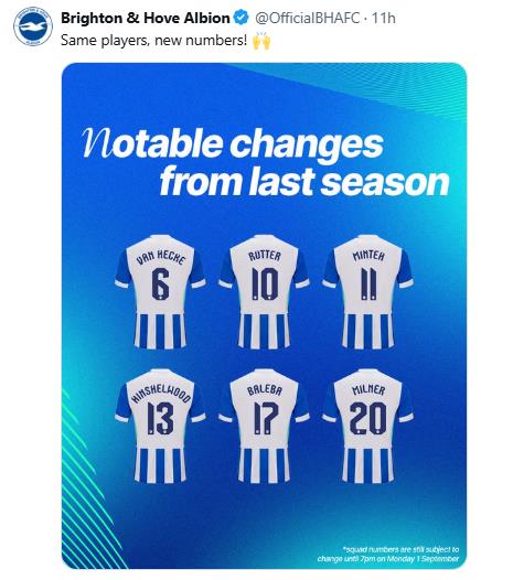 EPL 브라이턴 밀너, 등번호 '20'으로 변경…"조타에 대한 경의" 관련 이미지2