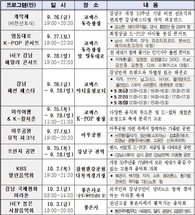 2025 강남페스티벌 프로그램(안)