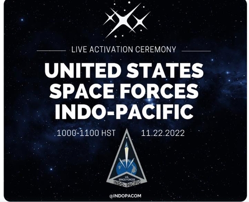 La imagen, capturada de la cuenta de Twitter del Comando Indopacífico de EE. UU., muestra el lanzamiento previsto del nuevo Comando Indopacífico de la Fuerza Espacial de EE. UU. (Prohibida su reventa y archivo)
