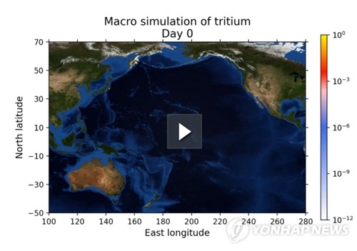 후쿠시마 원전 오염수 방류에 따른 트리튬 확산 시뮬레이션 결과